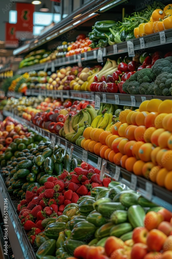 Vibrant grocery store produce section Vibrant grocery store produce section