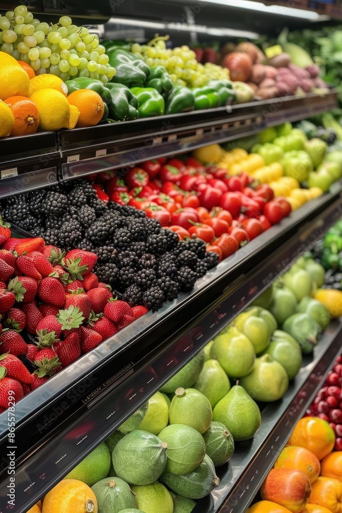 Vibrant grocery store produce section Vibrant grocery store produce section