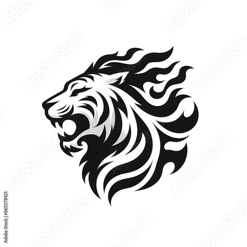 Wallpaper Mural Tiger on fire monotone logo Torontodigital.ca