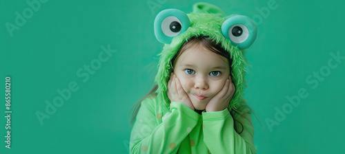 Cute  Girl in a Green Monst...