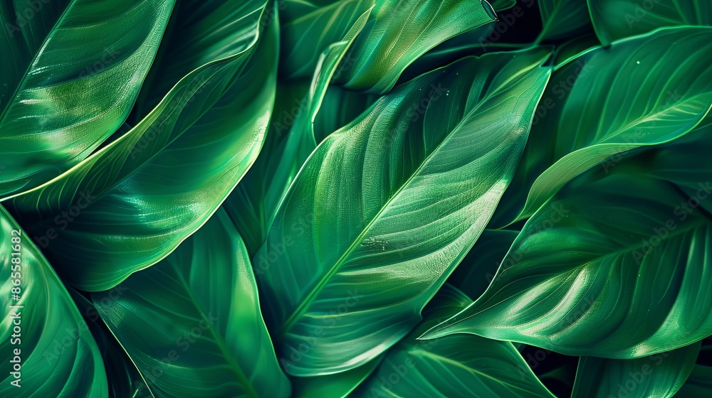 Green tropical plant close-up. Green tropical plant close-up.