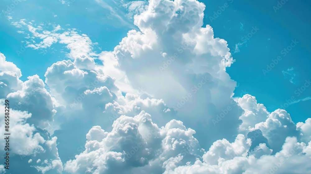 Fluffy white clouds under bright blue skies on sunny summer day Fluffy white clouds under bright blue skies on sunny summer day