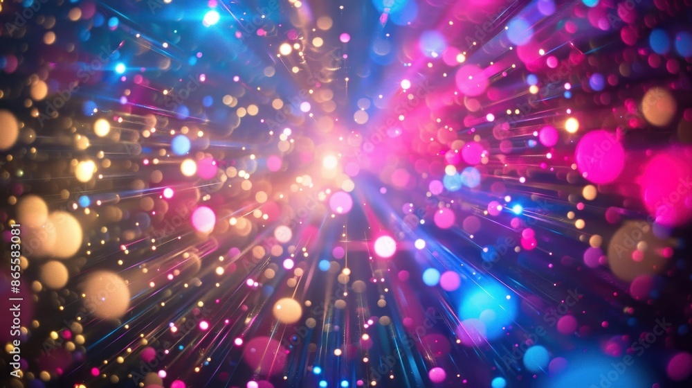 Abstract bright and colorful light show with a rainbow of colors background