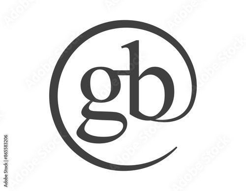 GB logo from two letter with circle shape email sign style. G and B round logotype of business company