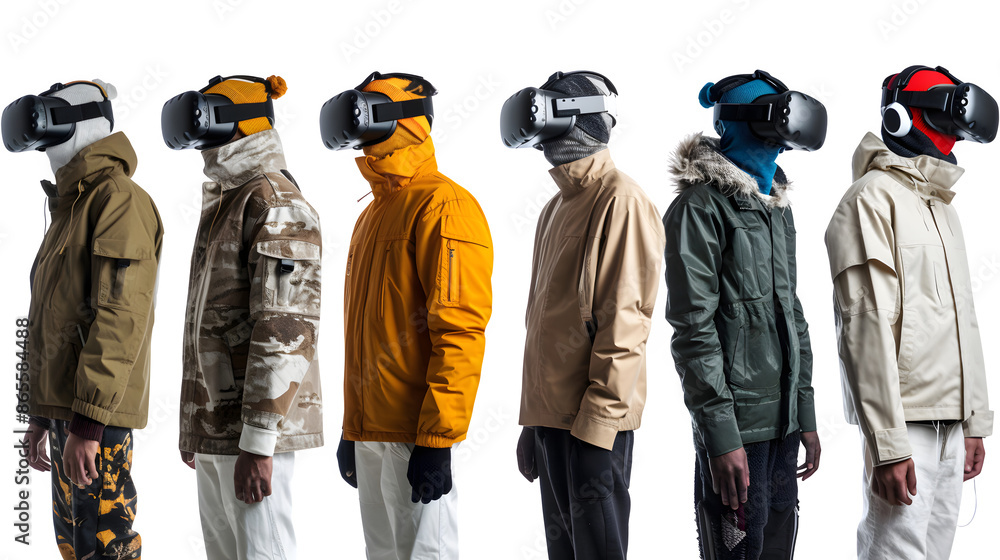 Men wearing VR headset isolated on white background, PNG file Men wearing VR headset isolated on white background, PNG file
