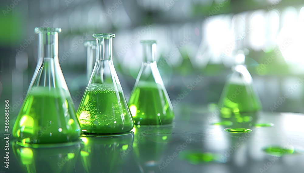 laboratory glassware filled with green liquid laboratory glassware filled with green liquid