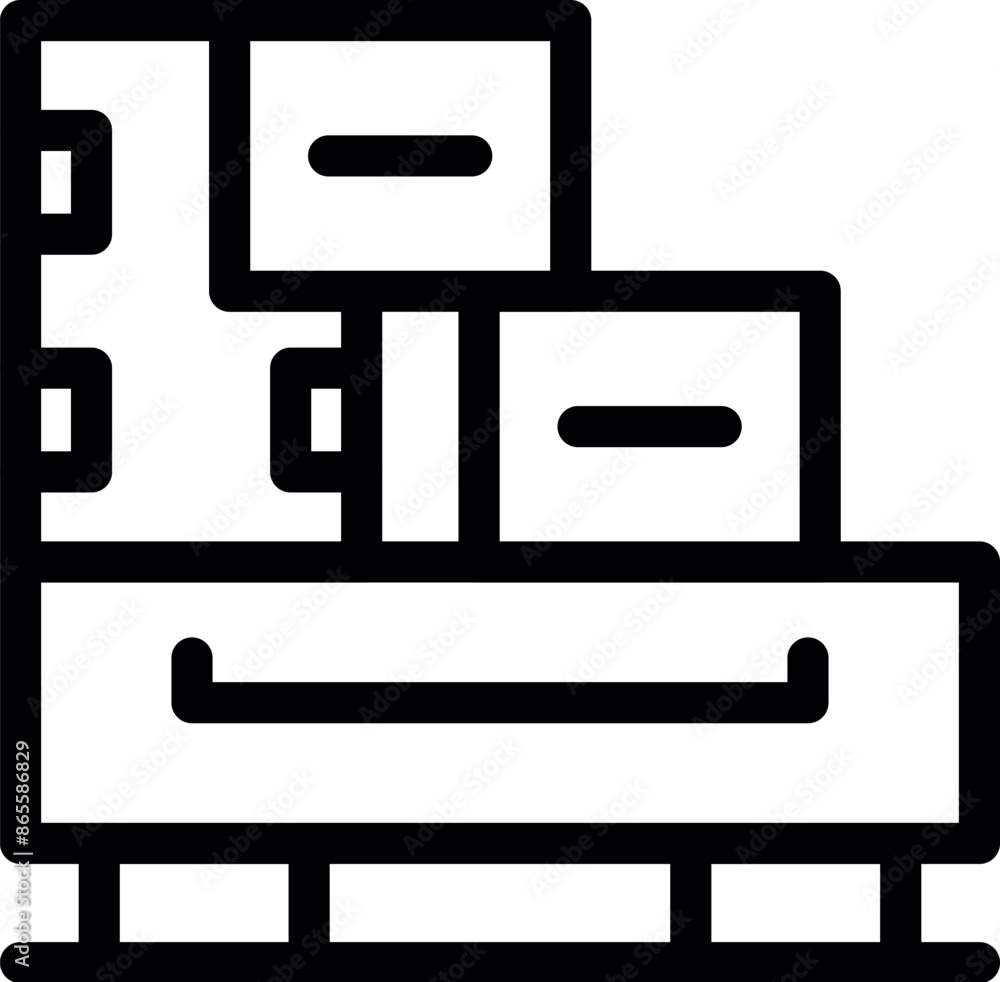 Line art icon of a cabinet, highlighting the concept of organization and storage solutions for office environments Line art icon of a cabinet, highlighting the concept of organization and storage solutions for office environments