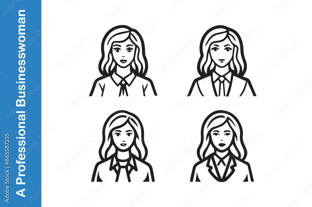 A professional businesswoman with editable vector collections. A professional businesswoman with editable vector collections.