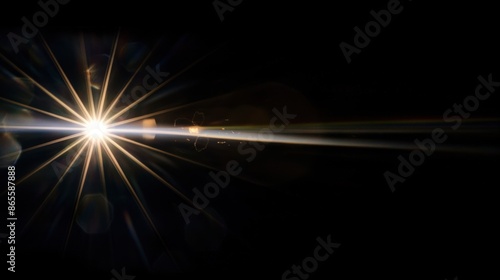 Abstract yellow sun is shining bright through a black background