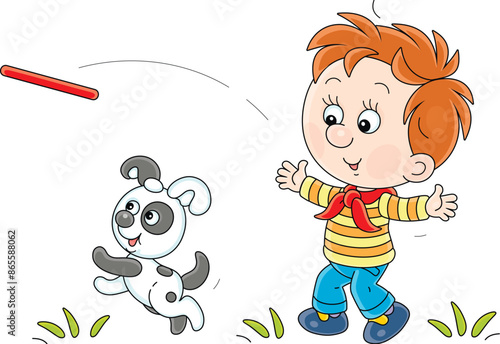 Funny little boy with a sma...
