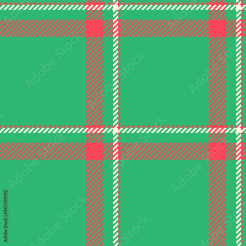 String background tartan texture, vichy textile pattern vector. Flowing plaid fabric check seamless in green and red colors.