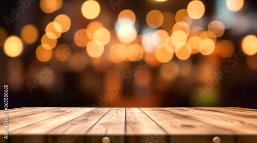 A wooden table with a blurry background. © Алла Морозова