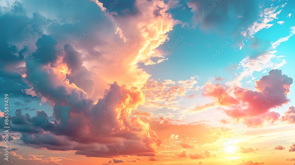 Sunset Cloudscape with Golden Hues Sunset Cloudscape with Golden Hues
