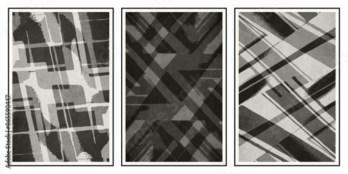 Set of 3 Abstract illustration in vintage style. For use in graphics, for wall decor. .