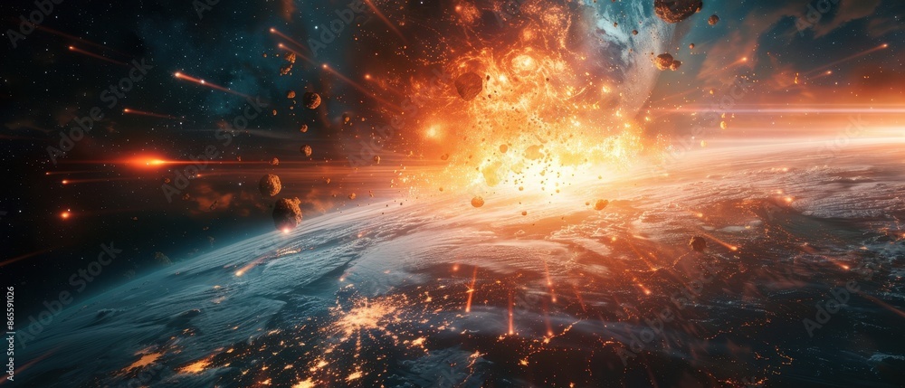 Fototapeta premium Vivid cosmic disaster scene