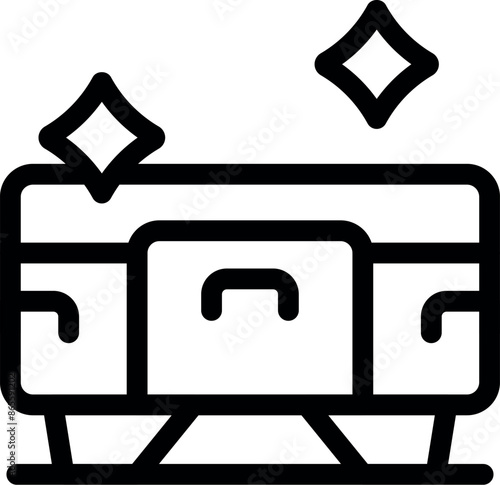 Line icon of a sideboard being cleaned, representing housekeeping and cleaning services