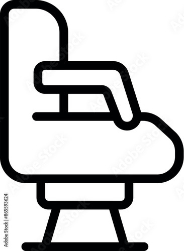 Black outline icon representing an airplane seat, designed for comfortable travel