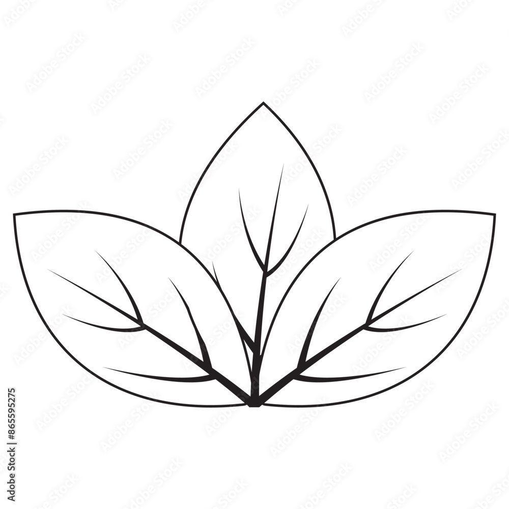 Obraz premium Leaf vector line art, icon, Leaves silhouette, symbol, design. Spring leaf, Leaf icon ecology, nature element, environment and nature eco sign. Vector illustration.