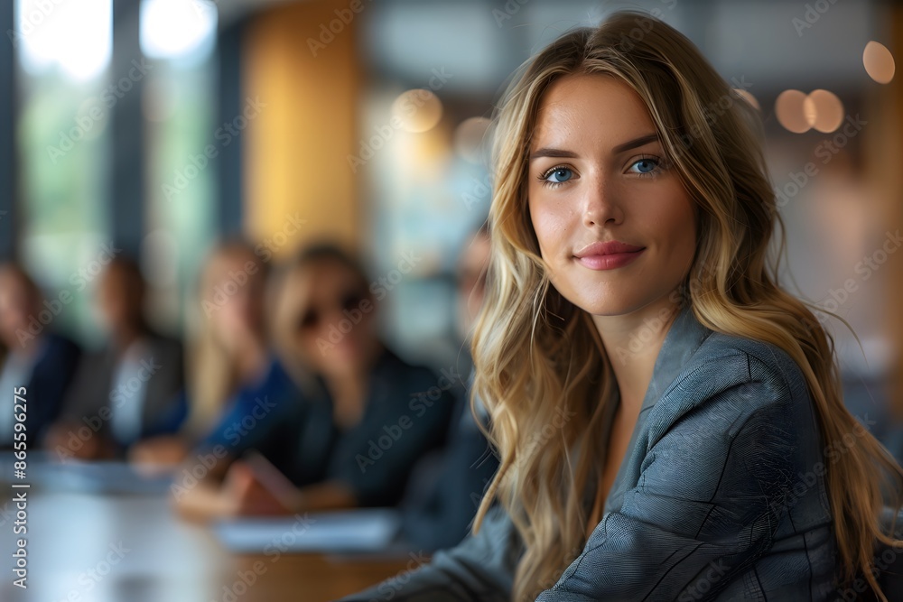 Confident Businesswoman Leading a Meeting in a Modern Office Confident Businesswoman Leading a Meeting in a Modern Office