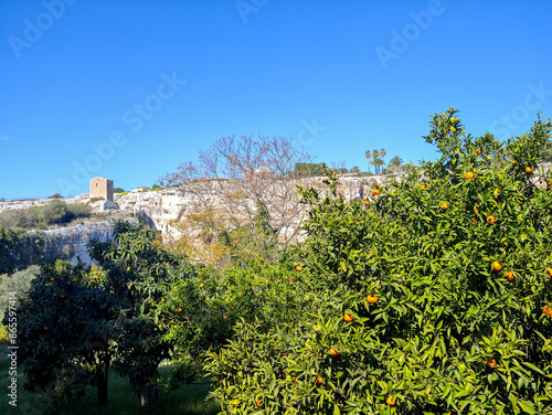 Entrance of the cave of the Cordari, in the latomia of Paradise in Syracuse, in Sicily Italy. photo