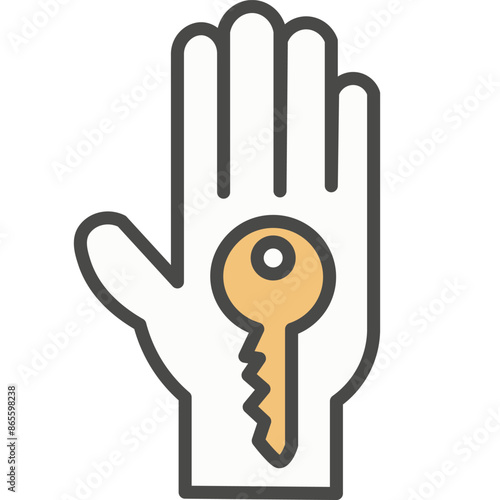 Hand with key from house vector icon