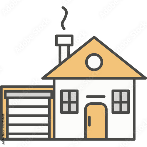 Suburban house with garage vector icon