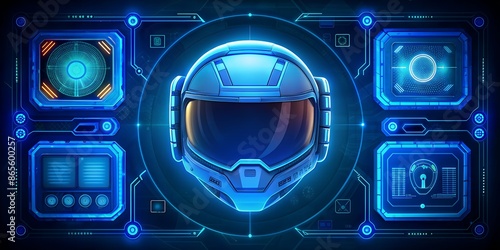 game set of blue frames for HUD user interface