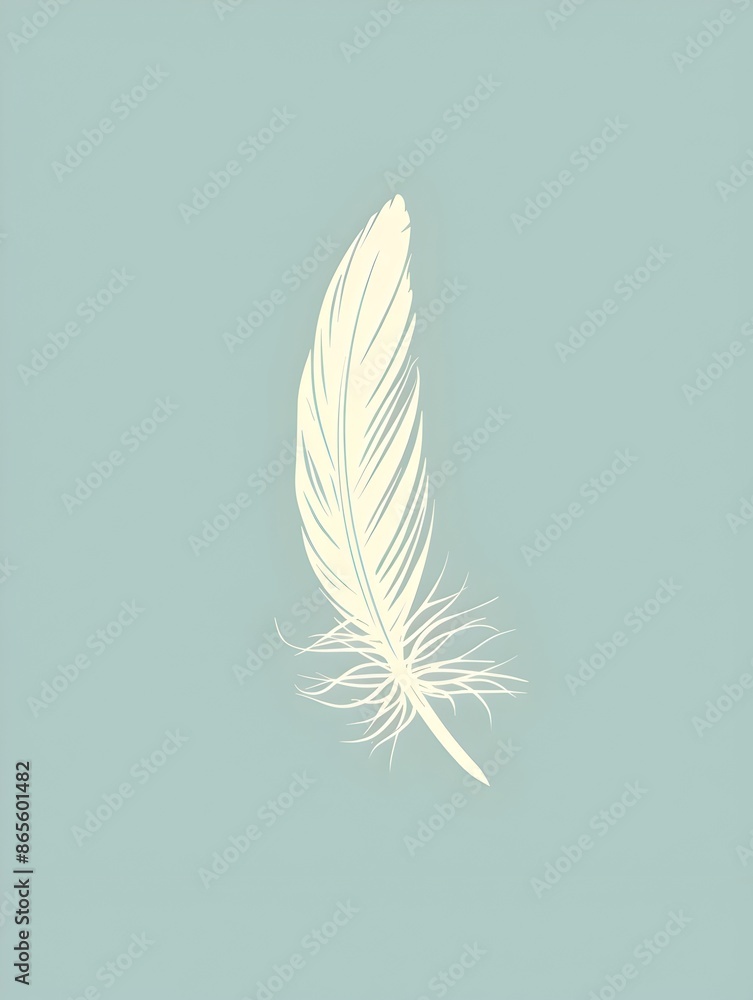 Elegant White Feather Floating in Minimalist Serene Environment Elegant White Feather Floating in Minimalist Serene Environment