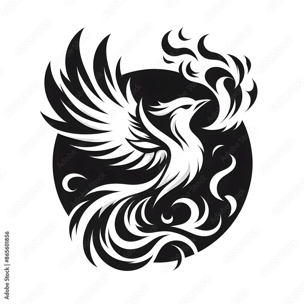 Bird on fire monotone logo Bird on fire monotone logo