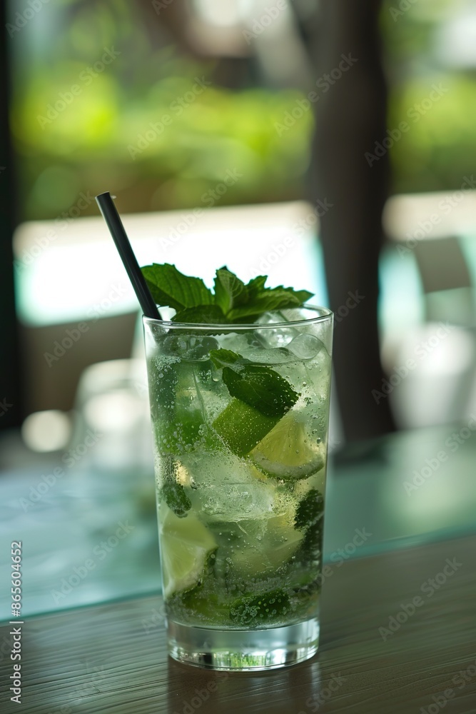 Classic Mojito Cocktail In Cozy Bar Setting Classic Mojito Cocktail In Cozy Bar Setting