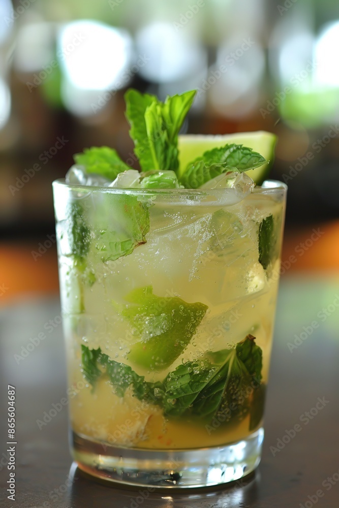 Classic Mojito Cocktail In Cozy Bar Setting Classic Mojito Cocktail In Cozy Bar Setting