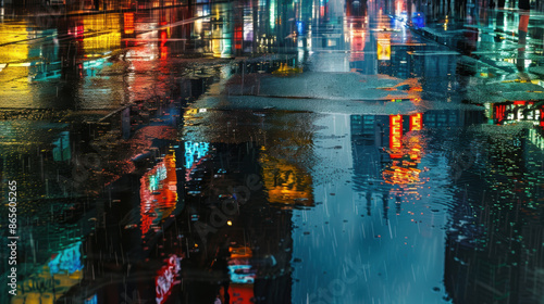 Urban street reflections in rain