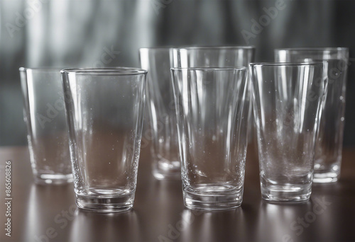 Different empty glasses on transparent background Drinkware set