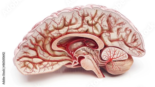 Detailed Cross section of the Blood Brain Barrier for Medical Research and Disease Treatment