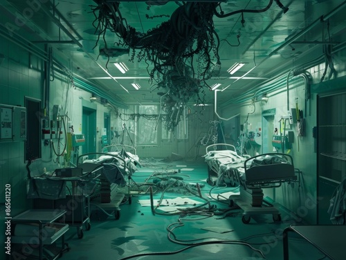 Surreal and Distorted Hospital Setting with Dextromethorphan Warping Reality photo