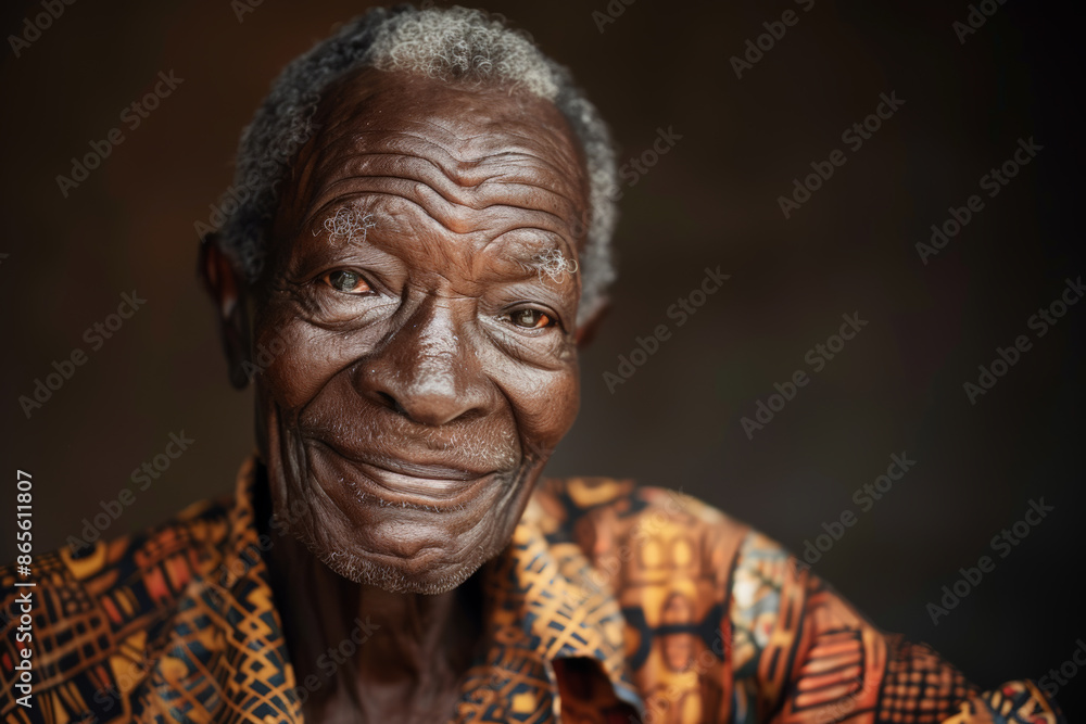 Head and shoulders portrait of a senior man of African descent, studio photo, dark background Head and shoulders portrait of a senior man of African descent, studio photo, dark background