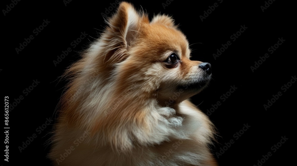 Isolated Studio Shot of Pomeranian Spitz on Black Background Isolated Studio Shot of Pomeranian Spitz on Black Background