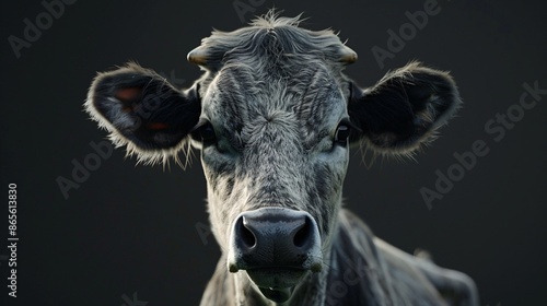 Detailed shot of a cow's head emphasizing its beautiful eyes. © Studicon
