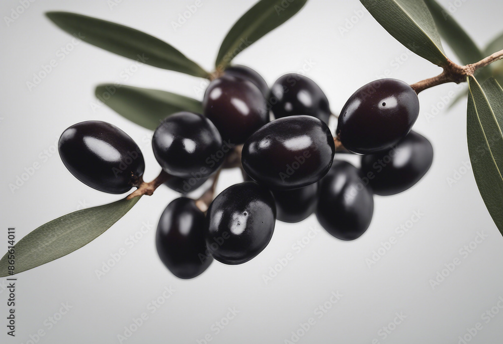 Olive branch with black olives on transparent background isolated Olive branch with black olives on transparent background isolated