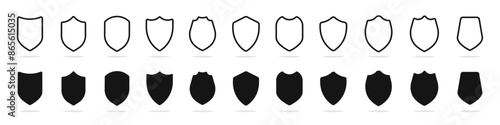 Shield icons set. Security shield icons. Protect shield vectors. Safety, protection, defence symbol.