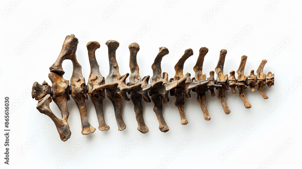 Naklejka premium Dinosaur vertebrae fossil on white background