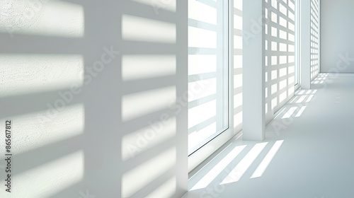 A window with the light coming through the blinds home interior neat white background 