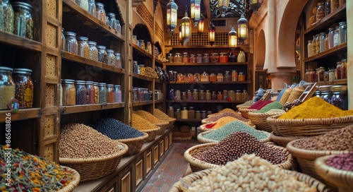 Colorful Spices Displayed in a Moroccan Spice Market