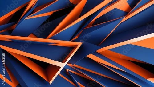 Wallpaper Mural Abstract geometric background with sharp angles and contrasting blue and orange colors Torontodigital.ca
