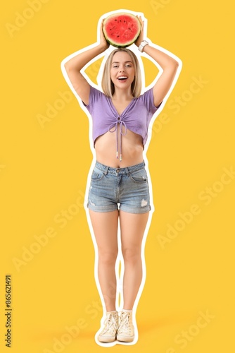 Happy young woman with ripe...