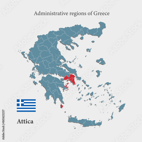 Canvas Print Vector map Greece, region Attica