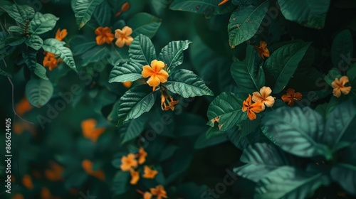 Flowers of orange hue accompanied by foliage in a shade of green