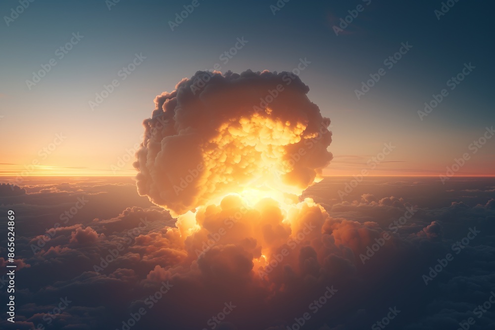 custom made wallpaper toronto digitalA striking image of a powerful explosion amidst a serene sky, capturing the dramatic contrast of nature's fury and tranquility.