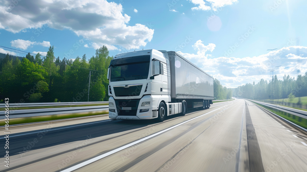 Fast Moving Truck on European Highway Fast Moving Truck on European Highway