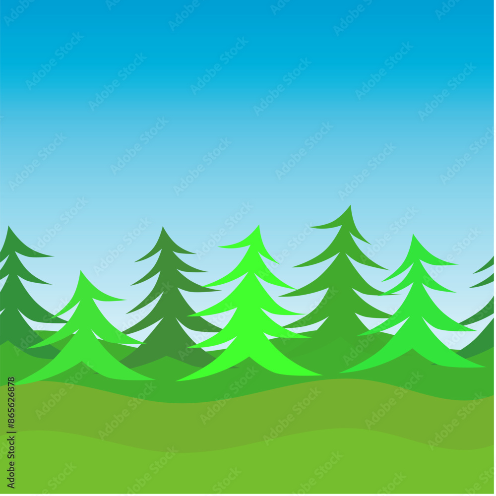 Obraz premium Green trees, forest plantations, environmental conservation.